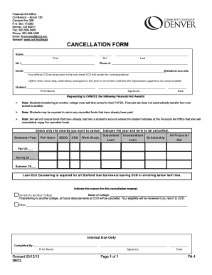 Financial Aid Cancellation Form