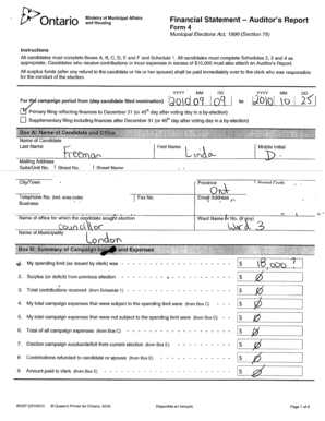 Ontario Municipal Election Financial Statement - Auditor's Report