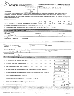Ontario Election Campaign Financial Statement