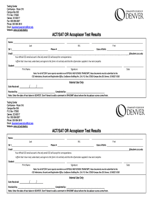 ACT/SAT or Accuplacer Test Results Form
