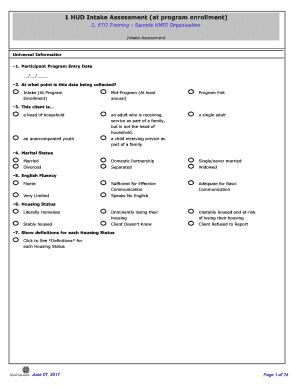 HUD Intake Assessment Form