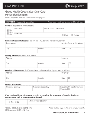 Clear Care Medicare Advantage HMO Election Form