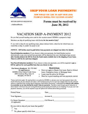 Vacation Skip-A-Payment Form