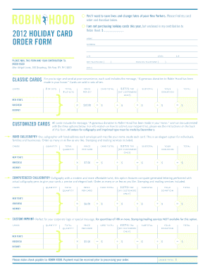 2012 Holiday Card Order Form