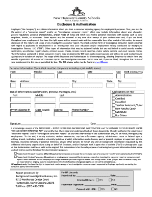 Background Investigation Authorization Form