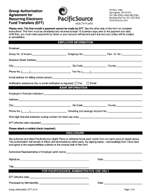 Group Authorization for Electronic Funds Transfer