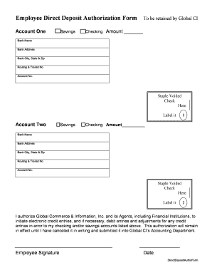 Employee Direct Deposit Authorization Form