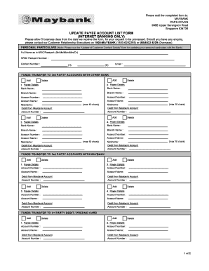 Maybank Update Payee Account List Form