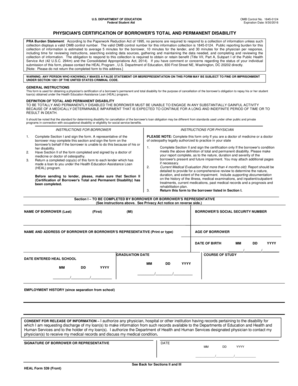 Physician's Certification of Borrower's Total and Permanent Disability