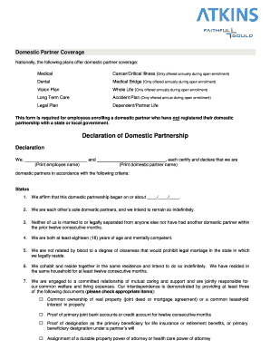 Declaration of Domestic Partnership