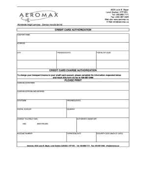 Credit Card Authorization Form