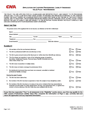 Lawyers Professional Liability Insurance Application