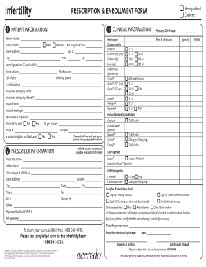 Infertility Prescription and Enrollment Form