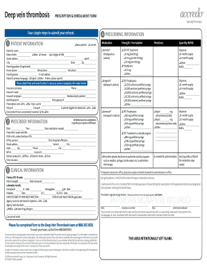 Deep Vein Thrombosis Prescription Form