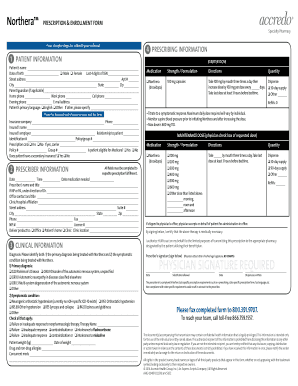 Northera Prescription and Enrollment Form