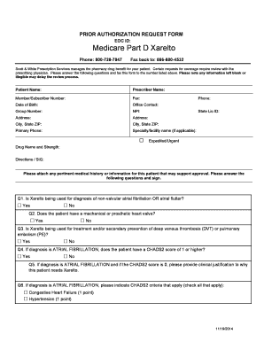 Medicare Part D Xarelto Prior Authorization Request Form