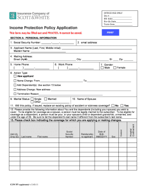 Income Protection Policy Application
