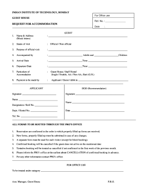 IIT Bombay Guest House Accommodation Request