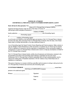 Power of Attorney for Export Control