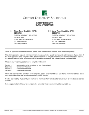Disability Claim Application Form