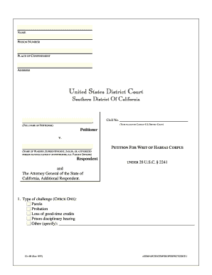 INSTRUCTIONS FOR FILING PETITION UNDER 28 USC 2241