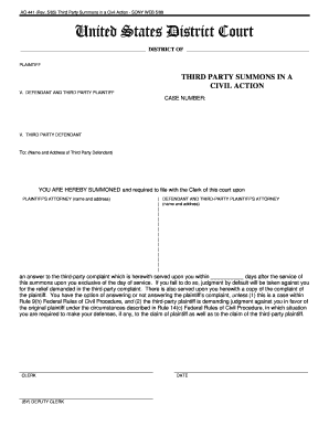 Third Party Summons in a Civil Action