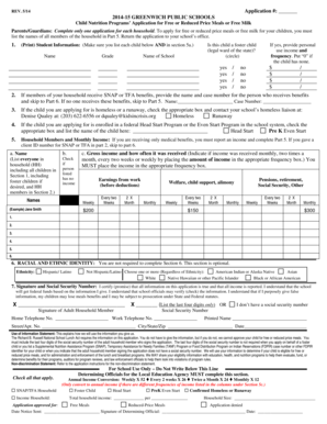 Greenwich Public Schools Meal Application