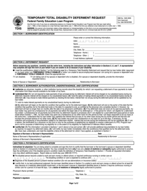 Temporary Total Disability Deferment Request