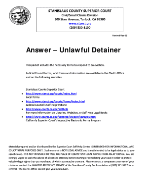 Answer Unlawful Detainer Form UD-105