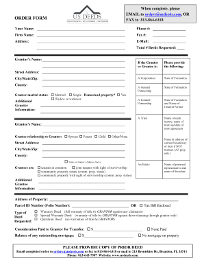 US Deed Order Form