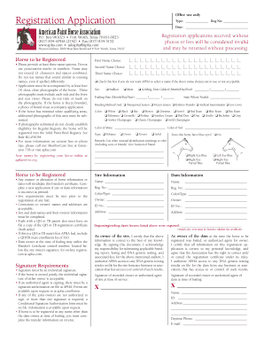 American Paint Horse Association Registration Application