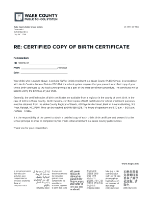 Wake County Birth Certificate Request