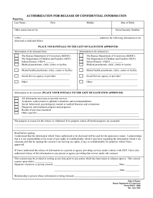 Authorization for Release of Confidential Information