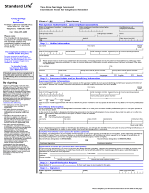 Tax-Free Savings Account Enrolment Form for EmployeeMember