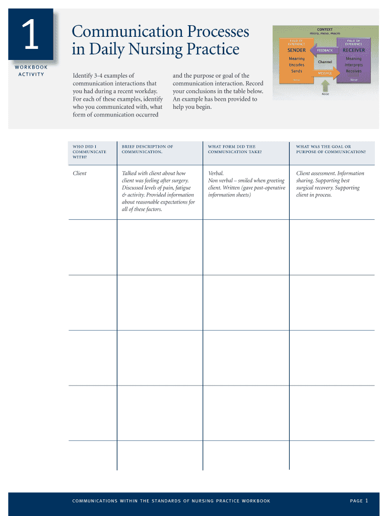 communication filled workbook form Preview on Page 1