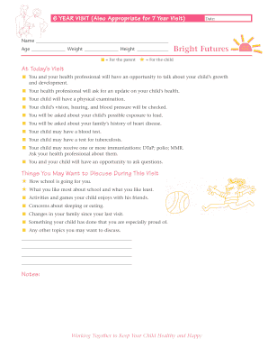 Child Wellness Checkup Form