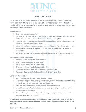 Colonoscopy Checklist