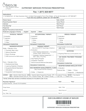 Outpatient Services Physician Prescription