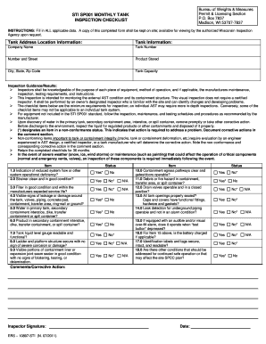 Wisconsin Tank Inspection Checklist
