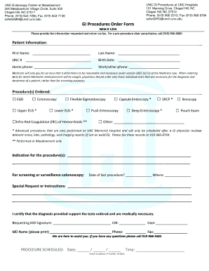 UNC GI Procedures Order Form