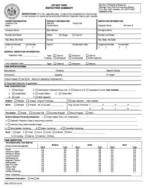 API 653 Tank Inspection Form