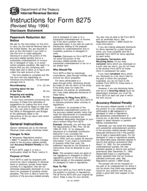 IRS Form 8275 Disclosure Statement