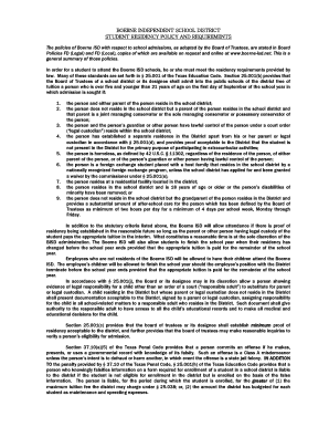 Boerne ISD Student Residency Policy and Requirements