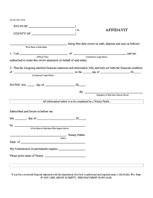 Affidavit for Financial Statement