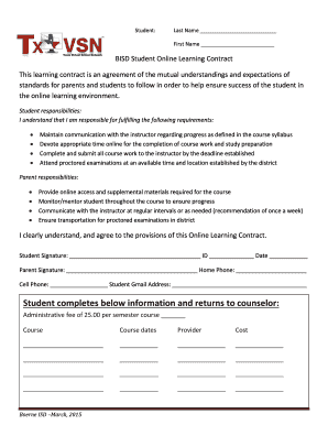 BISD Student Online Learning Contract