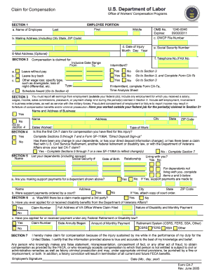 US Federal Workers' Compensation Claim Form