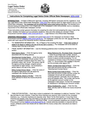 Wisconsin Legal Notice Order Form