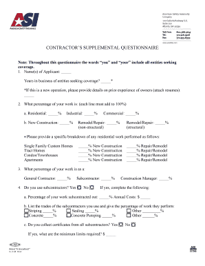 Contractor's Supplemental Questionnaire