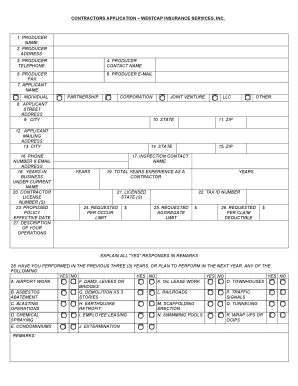 Contractors Application Form