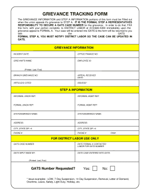 Grievance Tracking Form